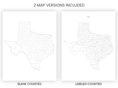 Texas Counties Map Printable, Blank & Labeled