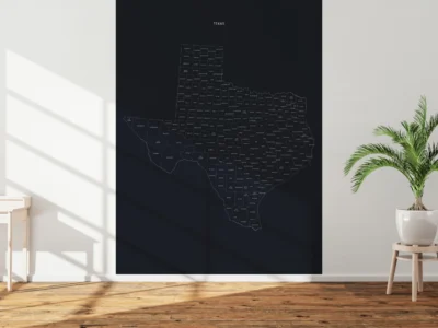 Texas Counties Map Printable, Labeled County Map, Light & Dark Styles