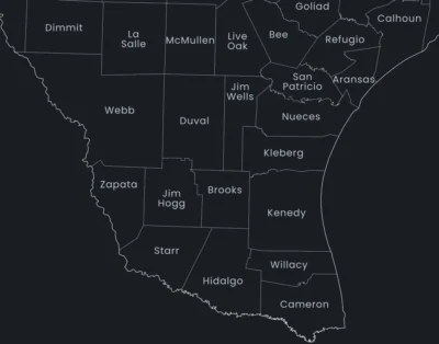 Texas Counties Map Printable, Labeled County Map, Light & Dark Styles