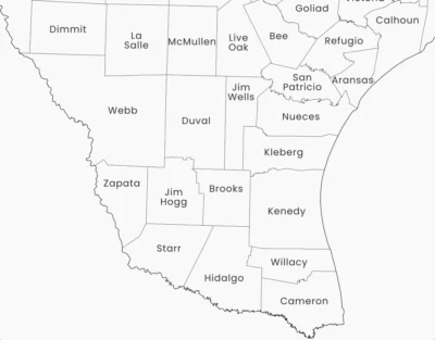 Texas Counties Map Printable, Labeled County Map, Light & Dark Styles