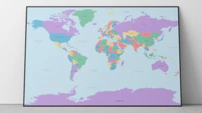 World Political Map Printable Poster | Countries, Capitals & Major Cities
