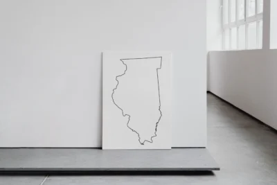 Illinois Blank Outline Map Printable, State Map Template, JPG PDF PNG