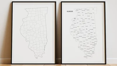 Illinois Counties Map Printable, Blank & Labeled, Geography Worksheet