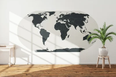 Minimalist World Map Printable (5 Color Variants) | Modern Wall Art Poster | Country Borders