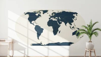 Minimalist World Map Printable (5 Color Variants) | Modern Wall Art Poster | Country Borders