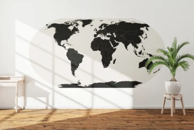 Minimalist World Map Printable (5 Color Variants) | Modern Wall Art Poster | Country Borders