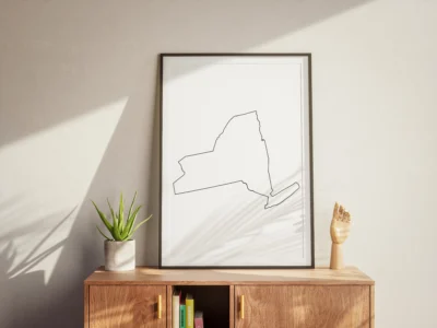 New York Blank Outline Map Printable, JPG PDF PNG