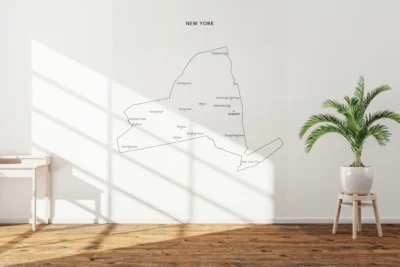 New York Cities Map Printable, Labeled City Map Wall Art, Light & Dark Styles