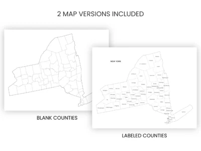 New York Counties Map Printable, Blank & Labeled