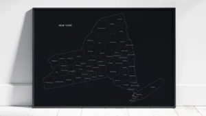 New York Counties Map Printable, Labeled County Map, Light & Dark Styles
