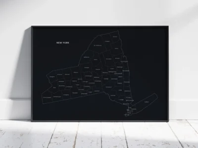 New York Counties Map Printable, Labeled County Map, Light & Dark Styles