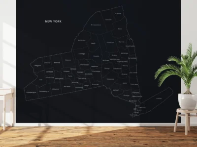 New York Counties Map Printable, Labeled County Map, Light & Dark Styles