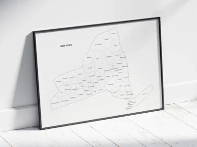 New York Counties Map Printable, Labeled County Map, Light & Dark Styles