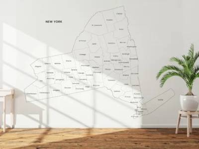 New York Counties Map Printable, Labeled County Map, Light & Dark Styles