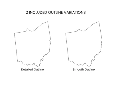 Ohio Blank Outline Map Printable, State Outline Map, JPG PDF PNG