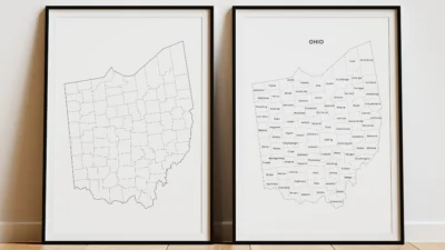 Ohio Counties Map Printable, Blank & Labeled, Geography Worksheet