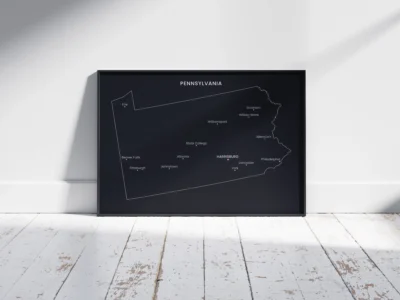 Pennsylvania Cities Map Printable, Labeled City Map Wall Art, Light & Dark Styles