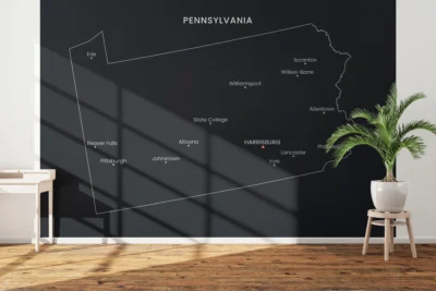 Pennsylvania Cities Map Printable, Labeled City Map Wall Art, Light & Dark Styles
