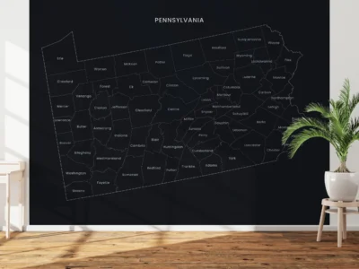 Pennsylvania Counties Map Printable, Labeled County Map, Light & Dark Styles