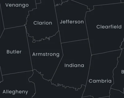 Pennsylvania Counties Map Printable, Labeled County Map, Light & Dark Styles