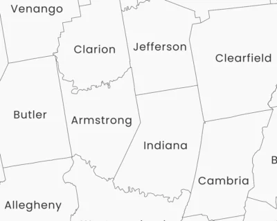 Pennsylvania Counties Map Printable, Labeled County Map, Light & Dark Styles