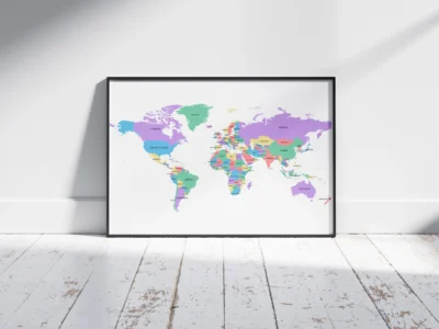 Printable World Map Bundle – Countries, Blank, Labeled, Color & Dark (5 Styles, JPG & PDF)