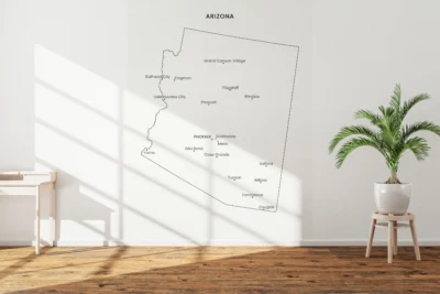 Arizona Cities Map Printable Wall Art, Labeled City Map, Light & Dark Styles