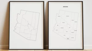arizona-counties-map-printable-blank-labeled-frame Arizona Counties Map Printable, Blank & Labeled, Geography Worksheet