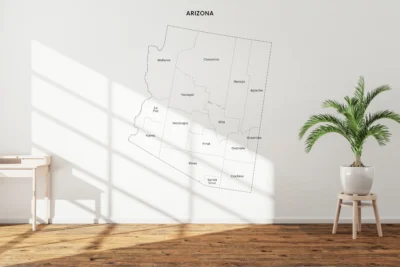 arizona-counties-map-printable-labeled-wall Arizona Counties Map Printable, Blank & Labeled, Geography Worksheet