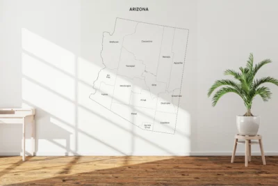 Arizona Counties Map Printable Wall Art, Labeled County Map, Light & Dark Styles