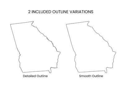 Georgia Blank Outline Map Printable, State Outline Map, JPG PDF PNG