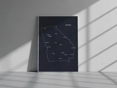 Georgia Cities Map Printable Wall Art, Labeled City Map, Light & Dark Styles
