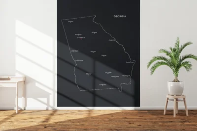 Georgia Cities Map Printable Wall Art, Labeled City Map, Light & Dark Styles