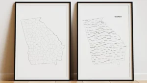 georgia-counties-map-printable-blank-labeled-frame Georgia Counties Map Printable, Blank & Labeled, Geography Worksheet