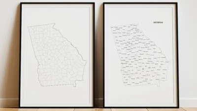 Georgia Counties Map Printable, Blank & Labeled, Geography Worksheet