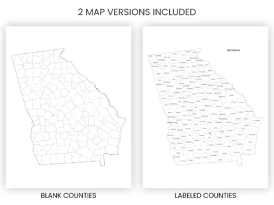 Georgia Counties Map Printable, Blank & Labeled