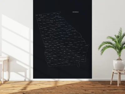 georgia-counties-map-printable-dark-wall Georgia Counties Map Printable, Labeled County Map, Light & Dark Styles