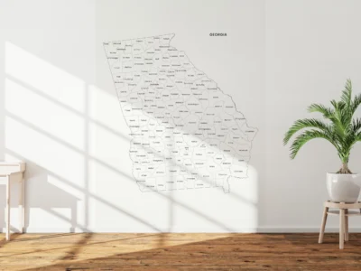 georgia-counties-map-printable-light-wall Georgia Counties Map Printable, Labeled County Map, Light & Dark Styles