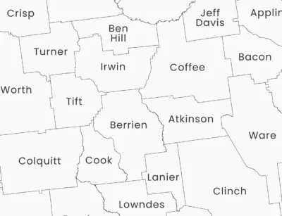 georgia-counties-map-printable-light-zoom-detail Georgia Counties Map Printable, Labeled County Map, Light & Dark Styles