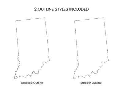 Indiana Blank Outline Map Printable, State Outline Map, JPG PDF PNG