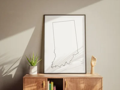 Indiana Blank Outline Map Printable, State Outline Map, JPG PDF PNG