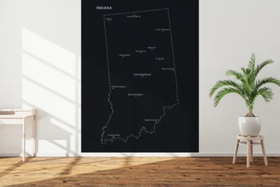 Indiana Cities Map Printable, Labeled City Map, Light & Dark Styles