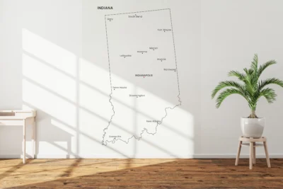 Indiana Cities Map Printable, Labeled City Map, Light & Dark Styles