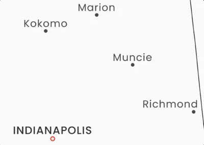 Indiana Cities Map Printable, Labeled City Map, Light & Dark Styles