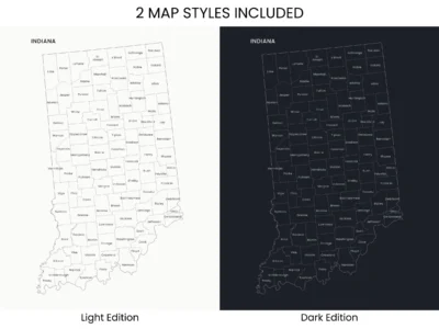 indiana-counties-map-printable-light-dark-included-map-styles-info Indiana Counties Map Printable, Labeled County Map, Light & Dark Styles