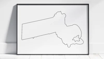 Massachusetts Blank Outline Map Printable, State Outline Map, JPG PDF PNG