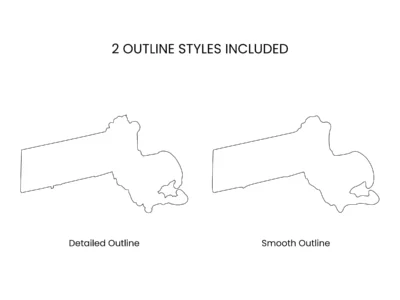 Massachusetts Blank Outline Map Printable, State Outline Map, JPG PDF PNG