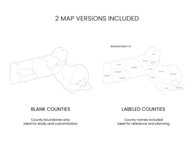 massachusetts-counties-map-printable- Massachusetts Counties Map Printable, Blank & Labeled, Geography Worksheet