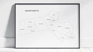 massachusetts-counties-map-printable-labeled-frame Massachusetts Counties Map Printable, Blank & Labeled, Geography Worksheet