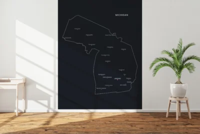 Michigan Cities Map Printable Wall Art, Labeled City Map, Light & Dark Styles